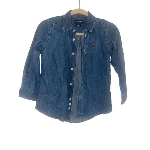 ✨U.S. Polo Assn. Boys Long Sleeve Button Down Denim Sz Medium Shirts✨ - Picture 5 of 9
